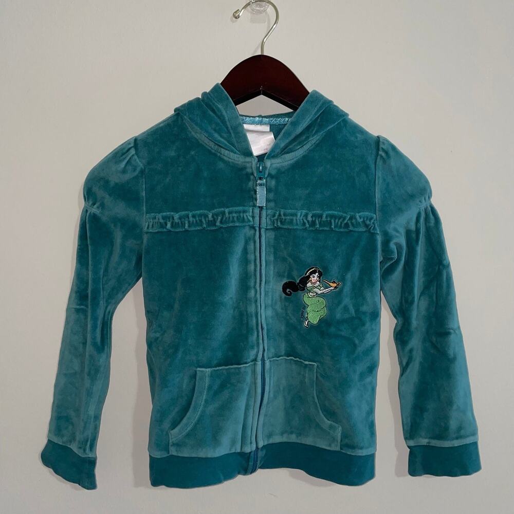 Vintage VTG Y2K Disney Toughskins Princess Jasmine Aladdin Velour hoodie (0032)
